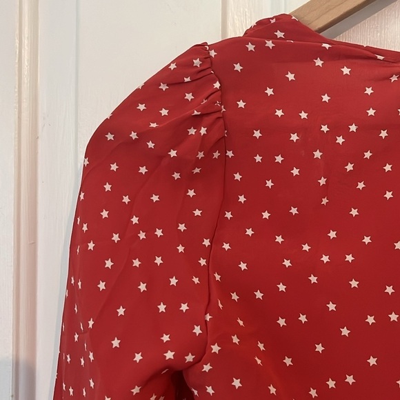 Realisation Par | 100% Silk The Bianca Front Tie Top Red White Stars XXS July 4 - Picture 10 of 13